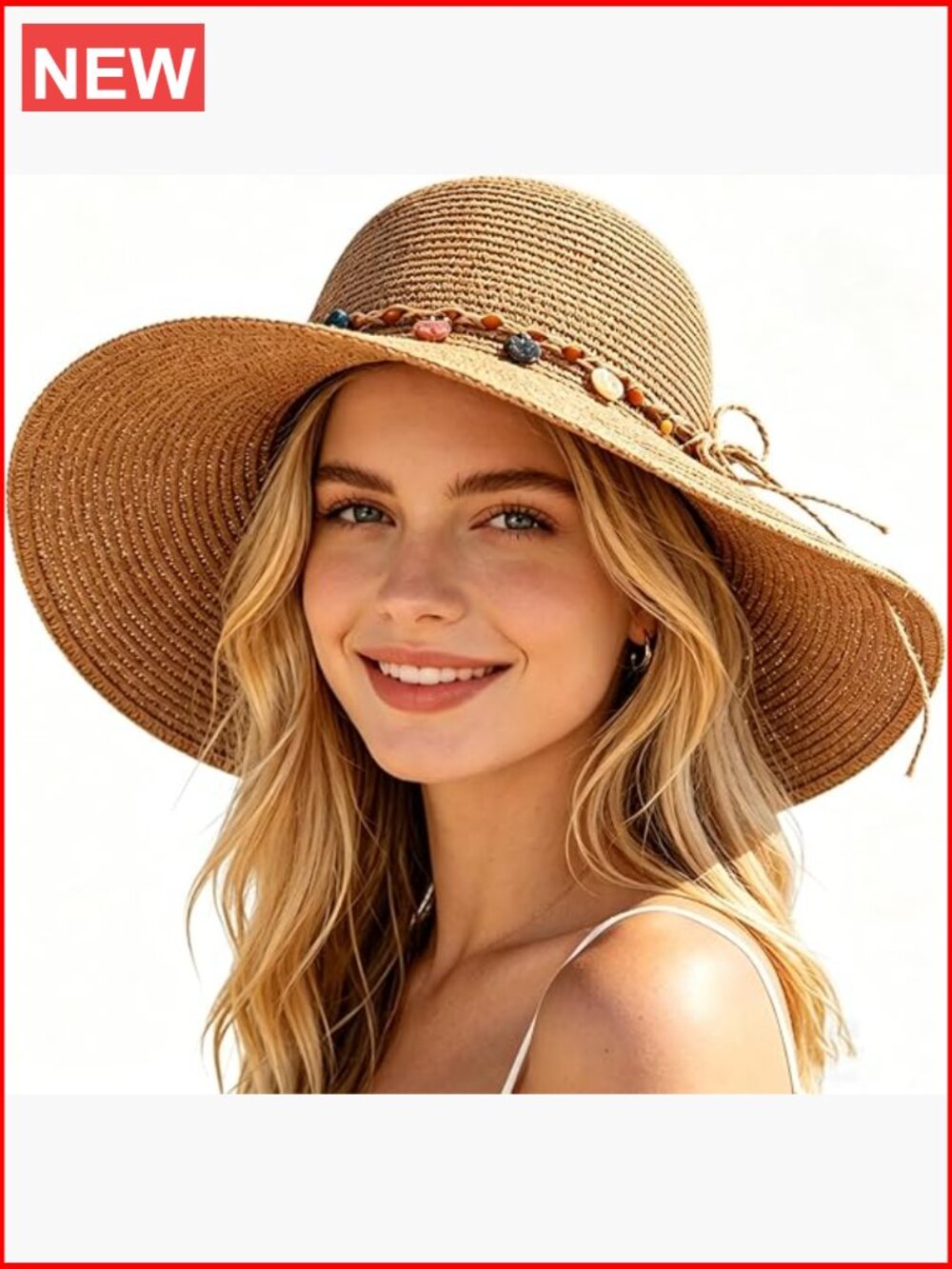Oversized Straw Beach Hat Wide Brim Floppy Foldable Sun Hat UV Protection
